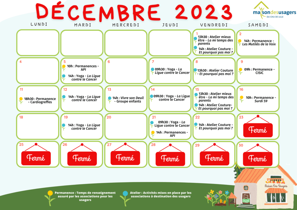 Calendrier MDU - Décembre 2023
