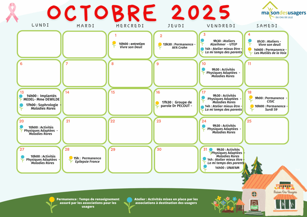 Calendrier MDU Octobre 2025