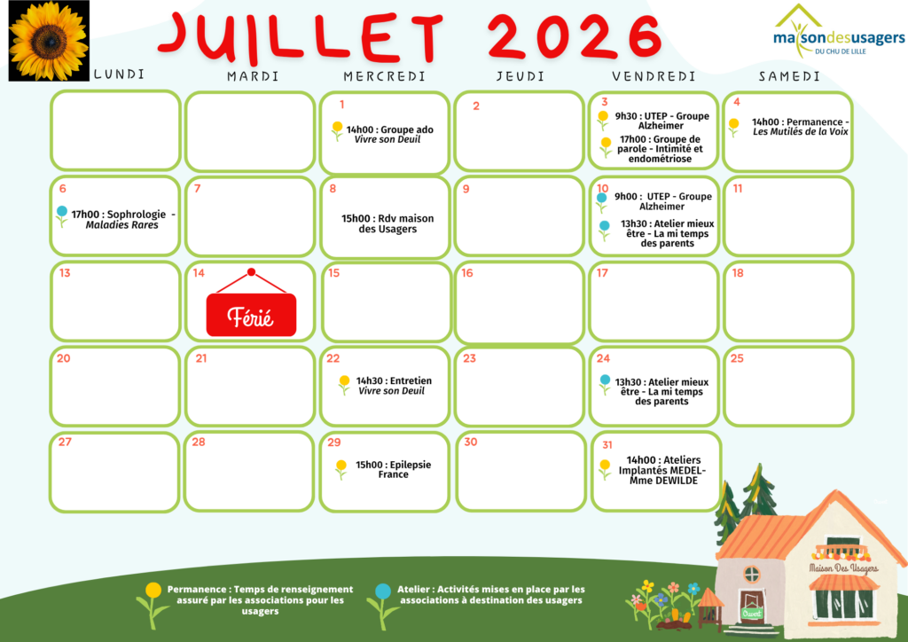 Calendrier MDU juillet 2026