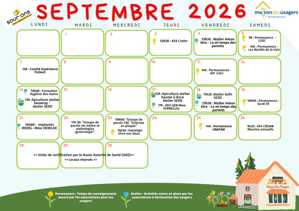 Calendrier MDU Septembre 2026